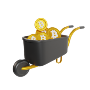 Bitcoin in wheelbarrow